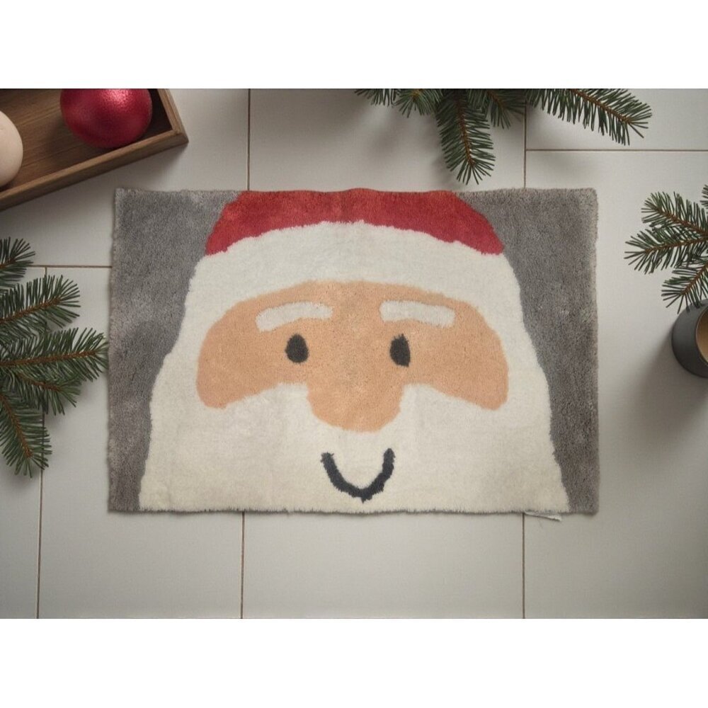 New Holiday Christmas Santa Claus Face Soft Bathroom Bath Mat Rubber Back